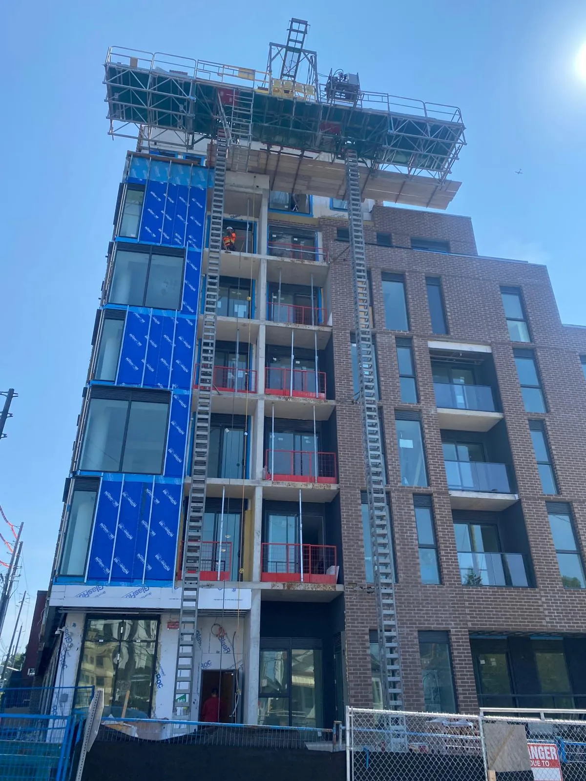 New building with its window wall system going in