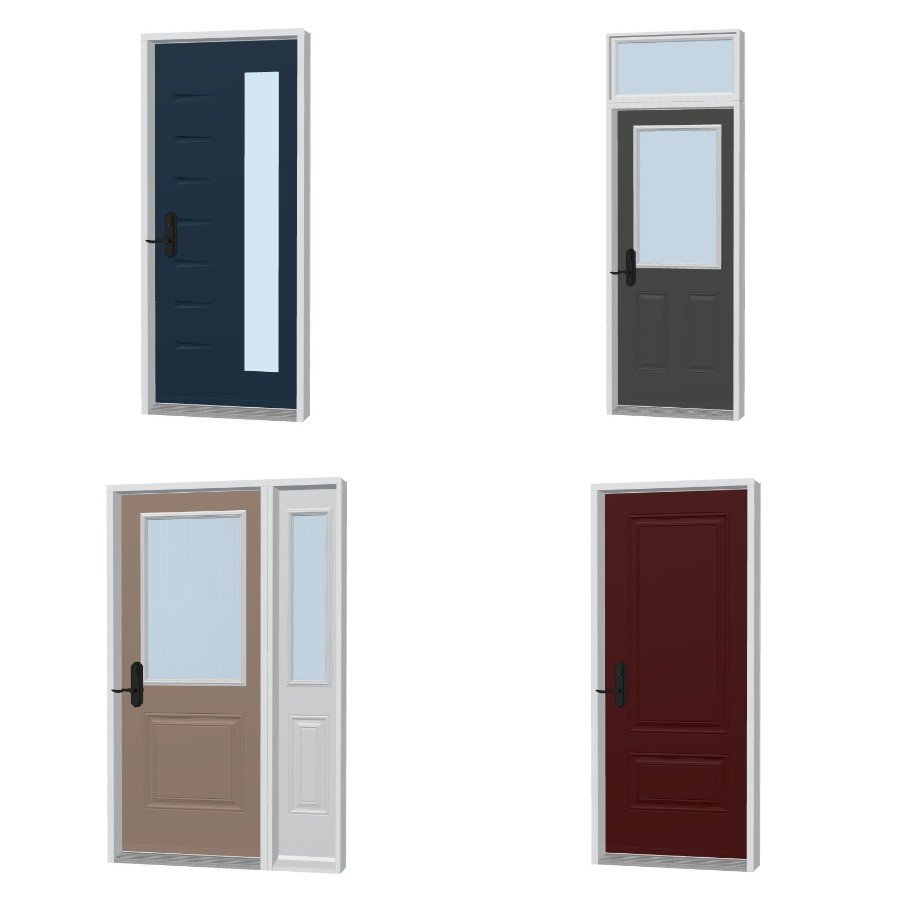 Four more front door styles in different colours